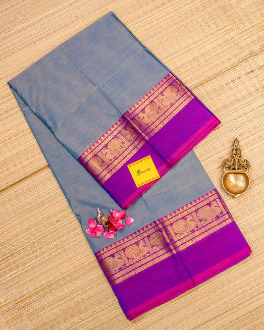 Ice Blue & Majenta Handloom Chettinadu Cotton Saree