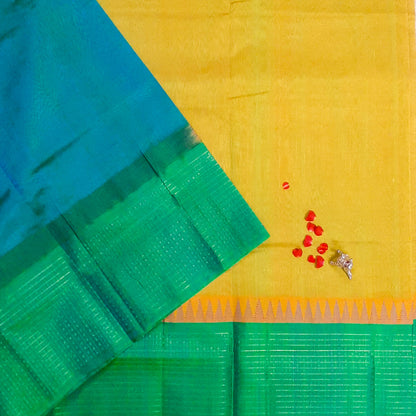 Yellow & Emerald Green Lakshadweep Border Handloom Silk Cotton Saree