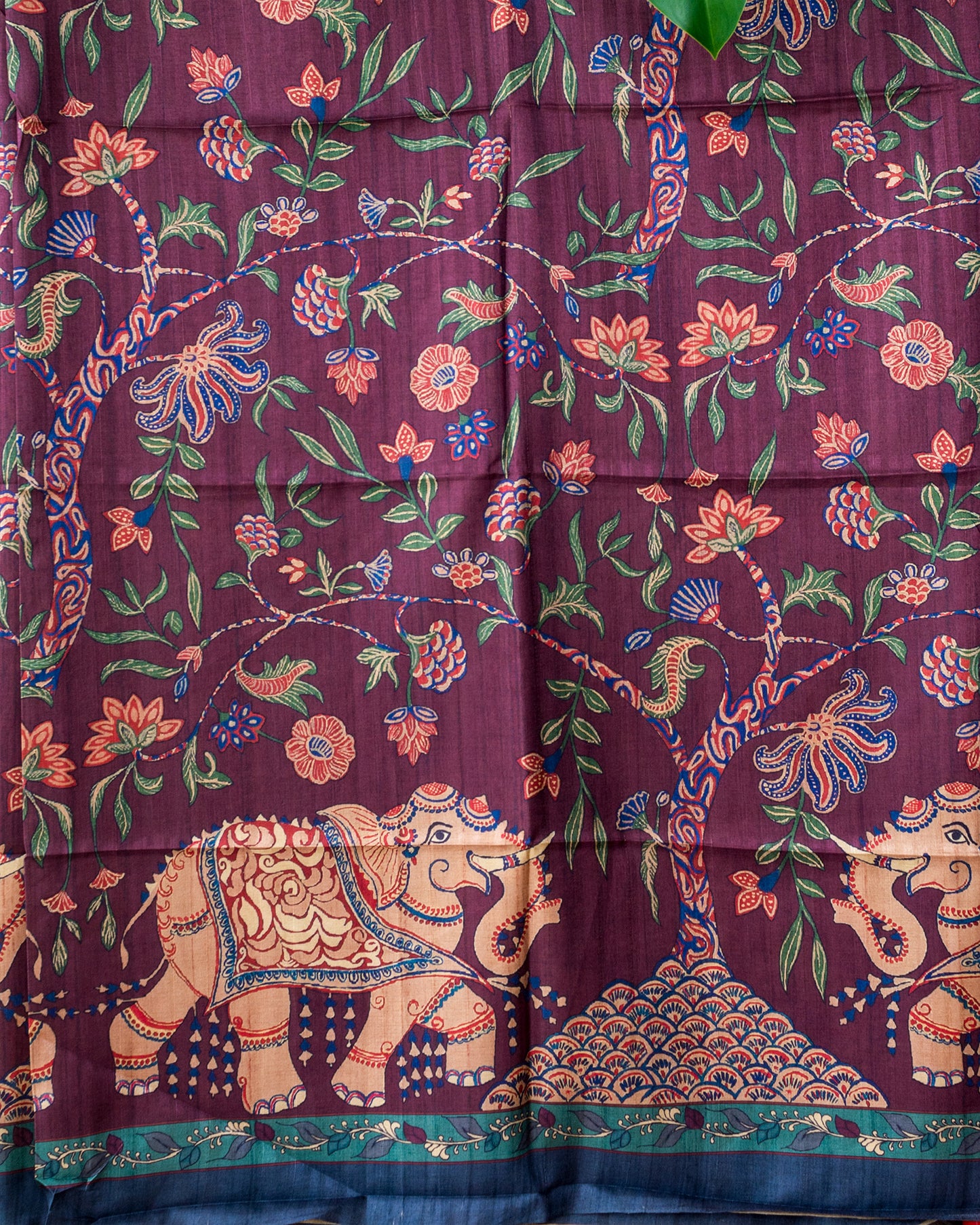 Maroon Kalamkari Mashru Silk Saree