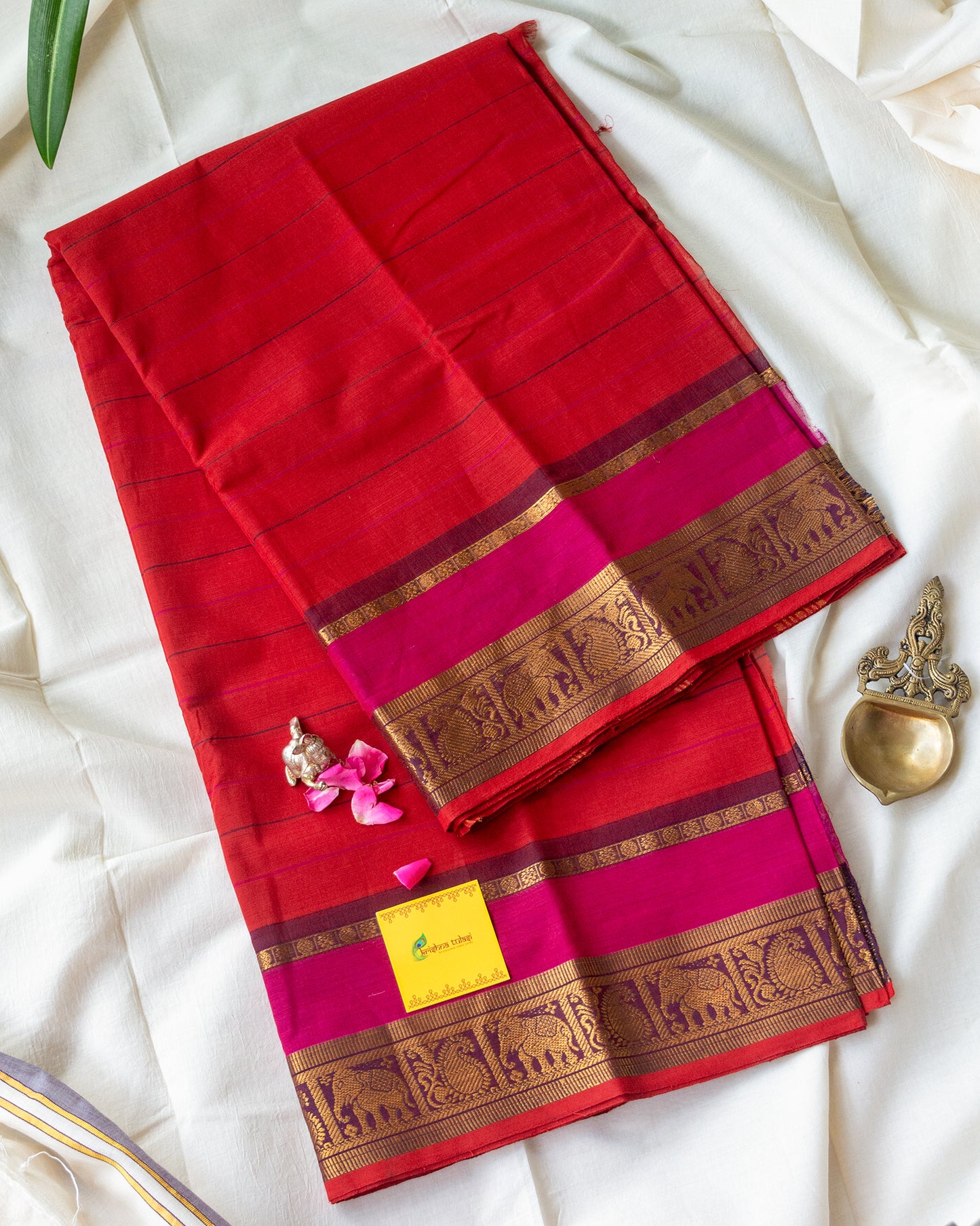 Red & Pink Handloom Chettinadu Cotton Saree