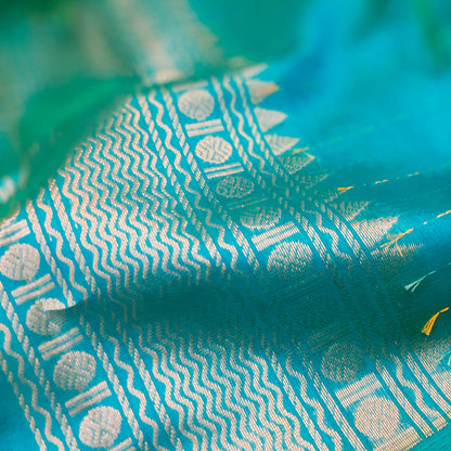 Purple & Blue Plus Design Handloom Korvai Silk Cotton Saree