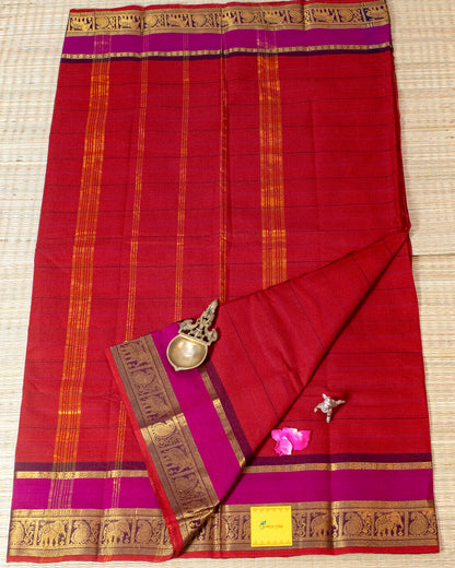 Red & Pink Handloom Chettinadu Cotton Saree