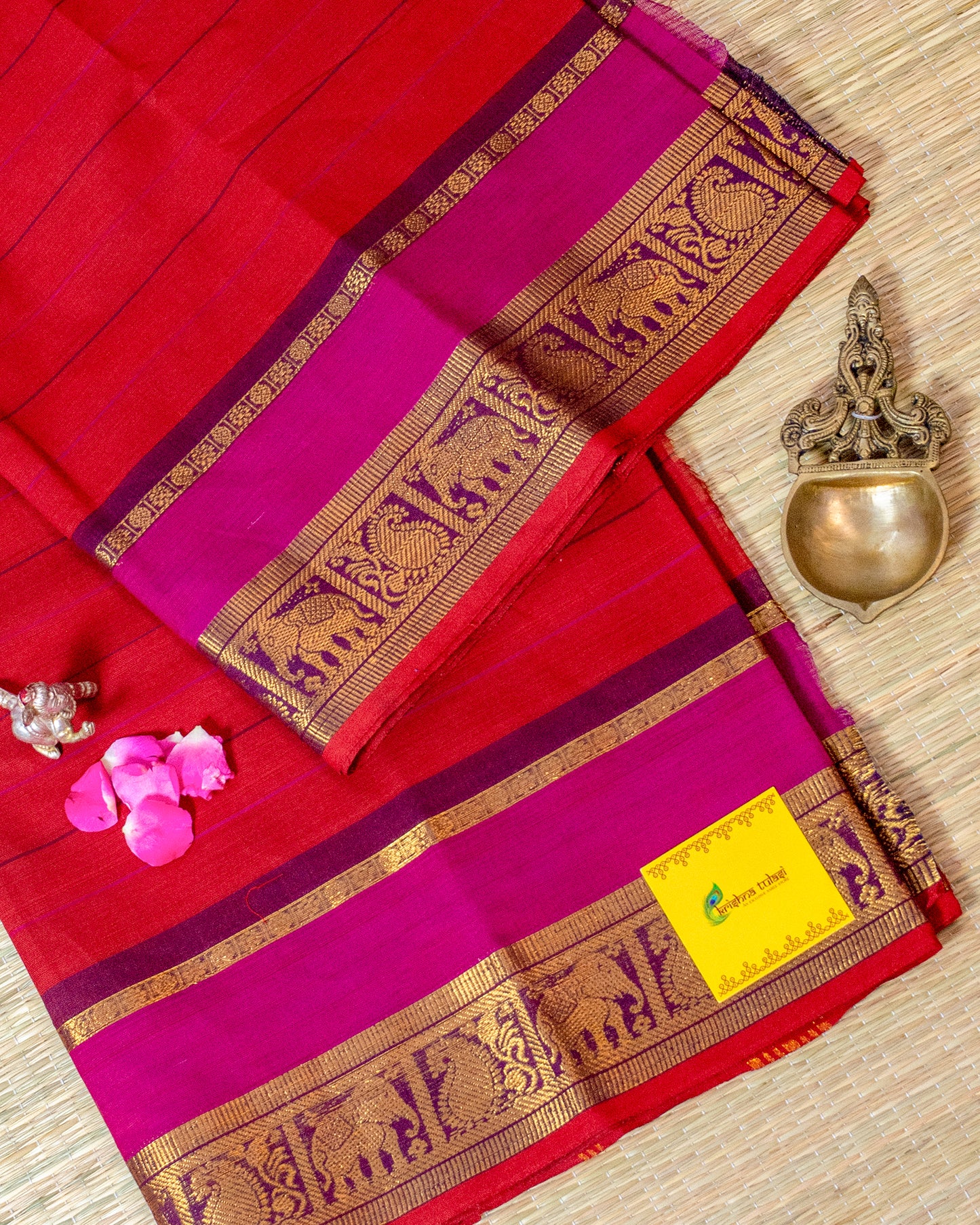 Red & Pink Handloom Chettinadu Cotton Saree