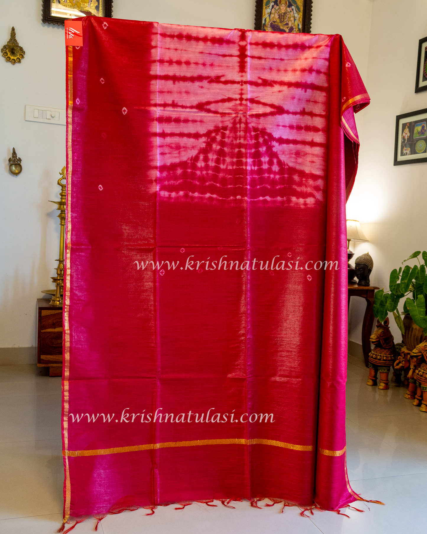 Vibrant Red Art Chanderi Silk Saree with Jari Border