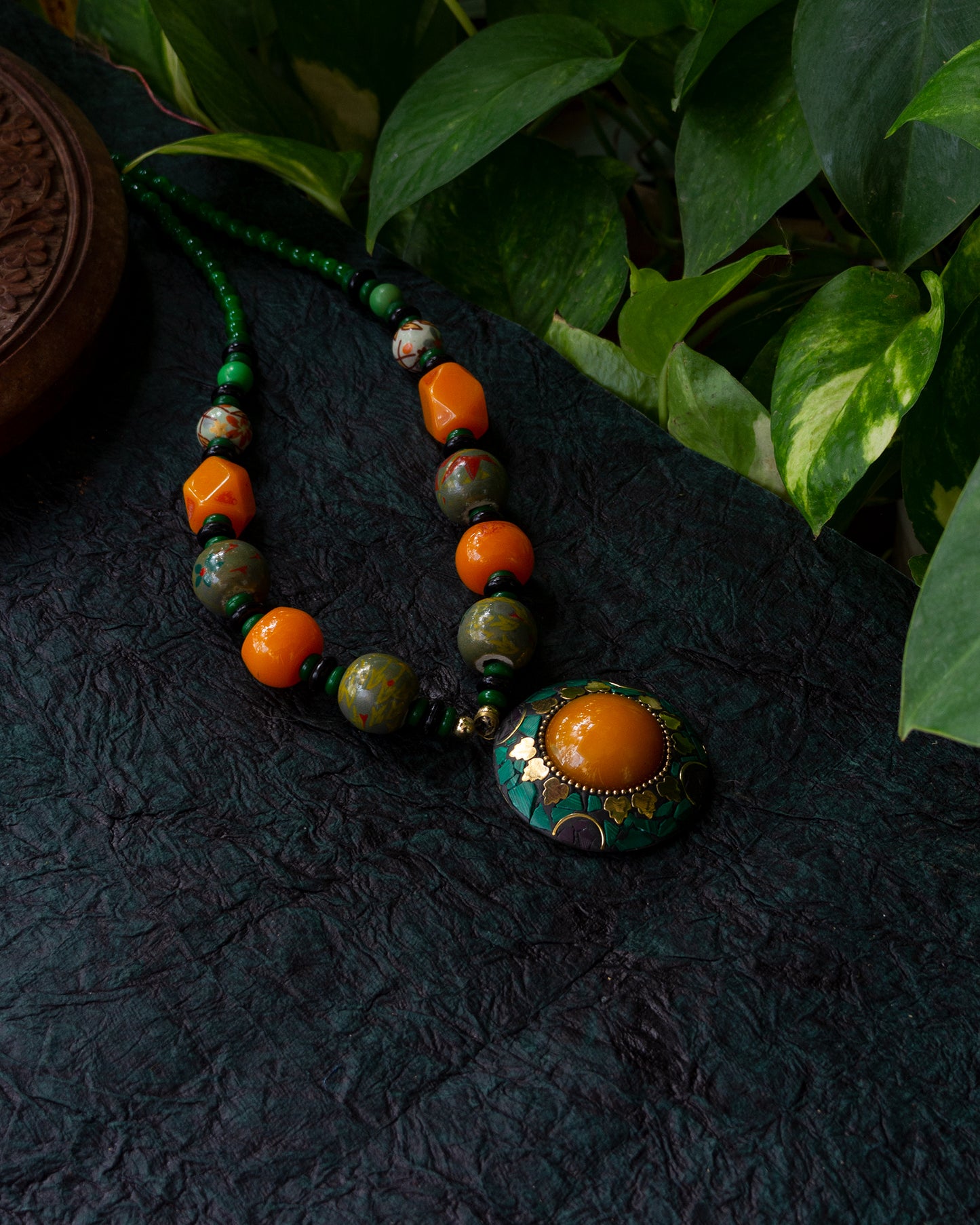 Tropical Citrus Glow Beaded Necklace.