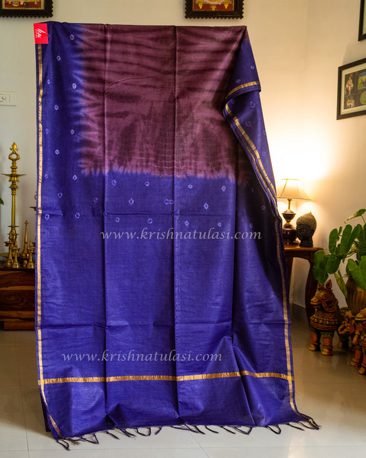 Purple Shibori Art Chanderi Silk Saree.