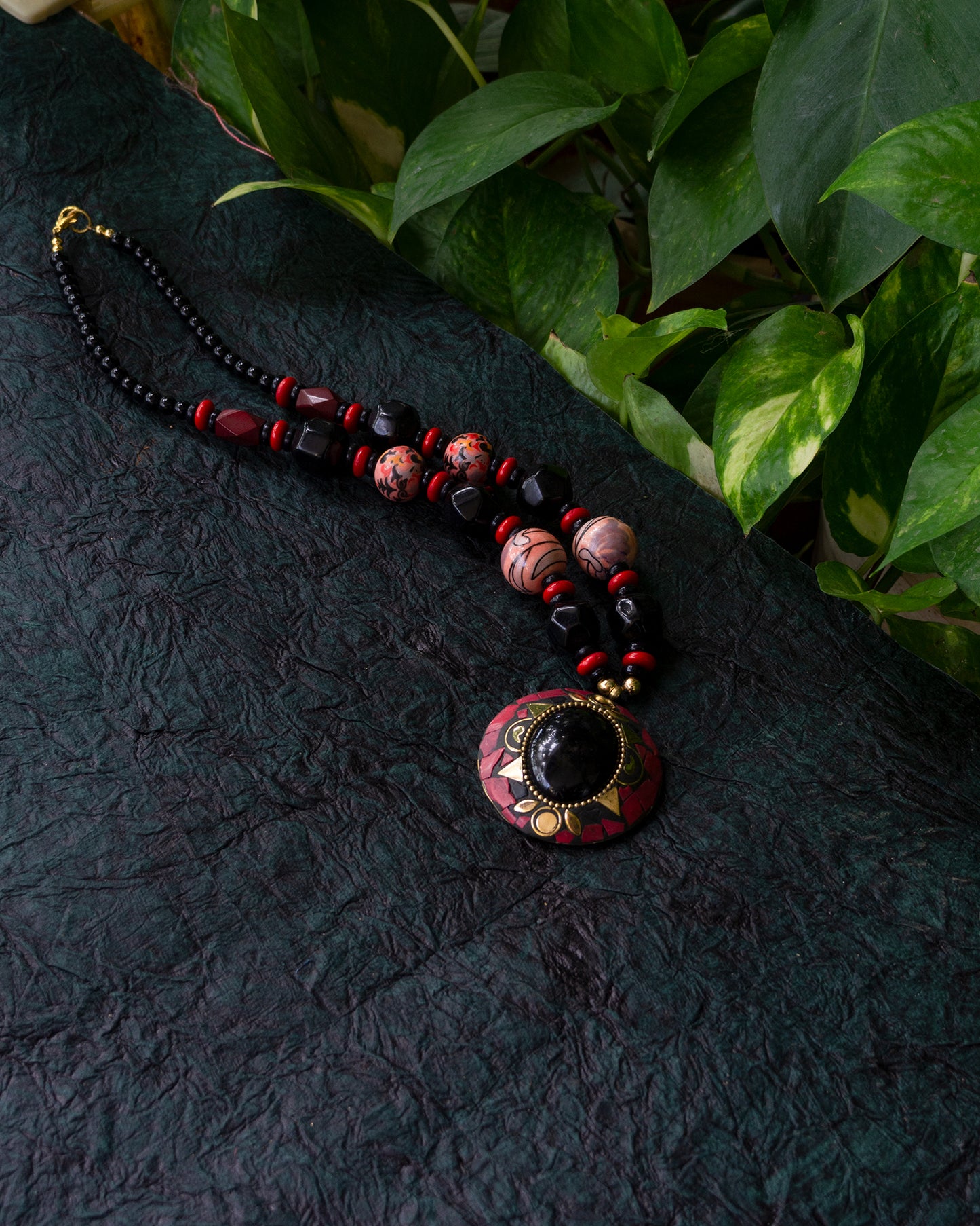 Midnight Rose Beaded Serenade Necklace.