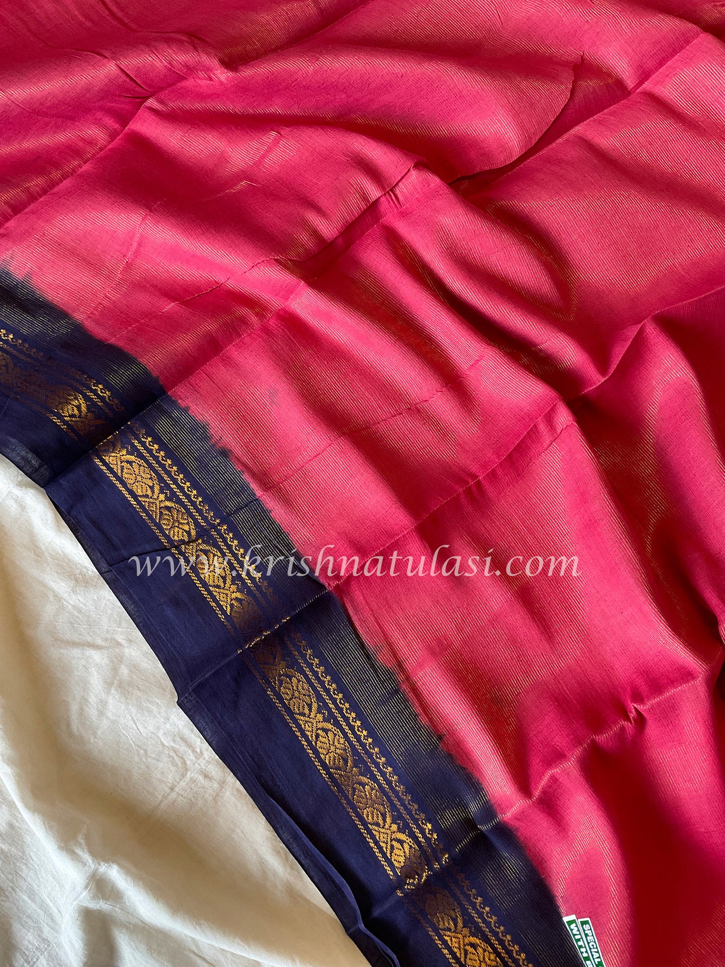 Pink Vaira Oosi Soft Madurai Cotton Saree: