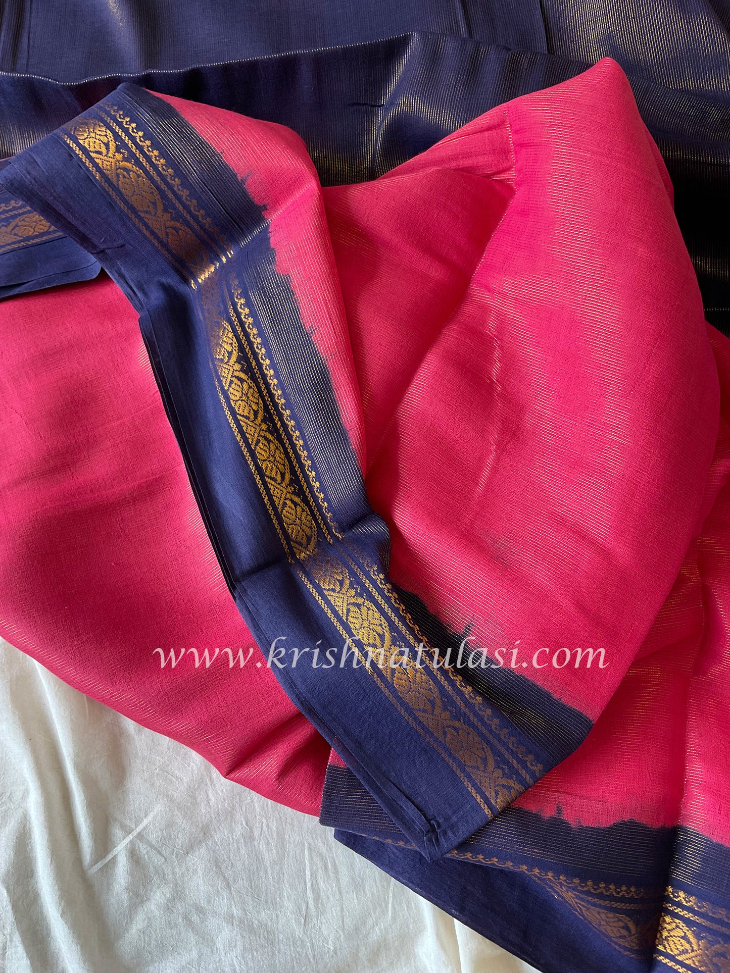 Pink Vaira Oosi Soft Madurai Cotton Saree: