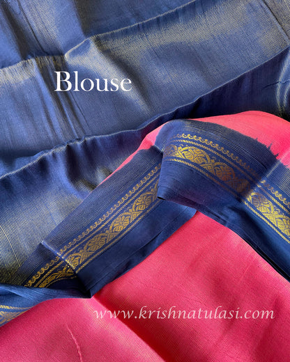 Pink Vaira Oosi Soft Madurai Cotton Saree: